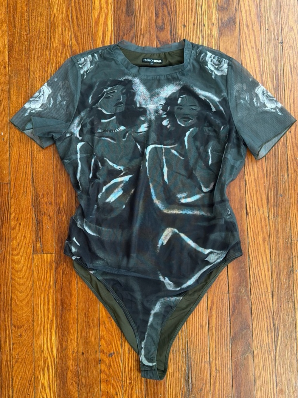 Olive Green Mesh Bodysuit